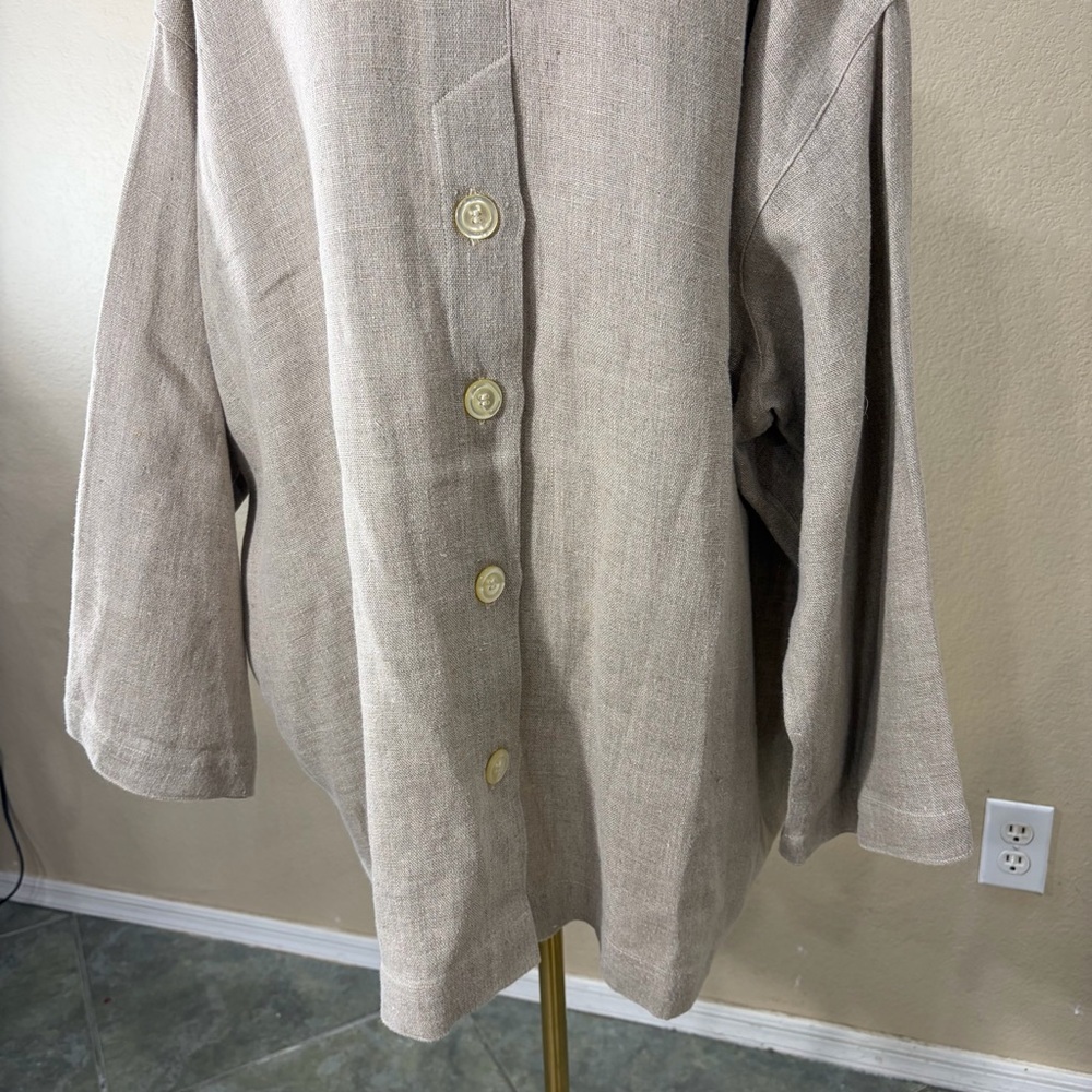 MenaCinque Button Up Blazer 100%Linen Made In Italy O/S Quiet Luxury Minimalist - Picture 4 of 14